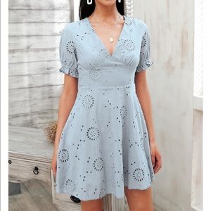 baby blue embroidered dress